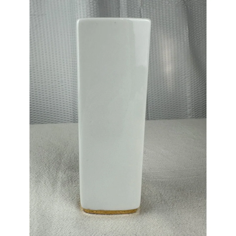 Hand Painted Porcelain Vase Signed K Thrush 1995 Floral Iris Design Gold Trim 8